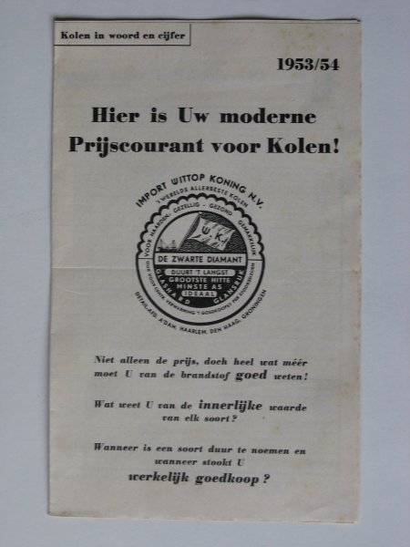  - Grote prijscourant voor kolen