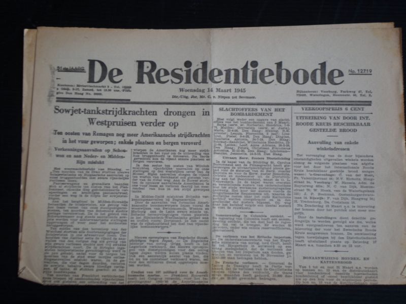 Oorlogskrant - De Residentiebode, Den Haag
