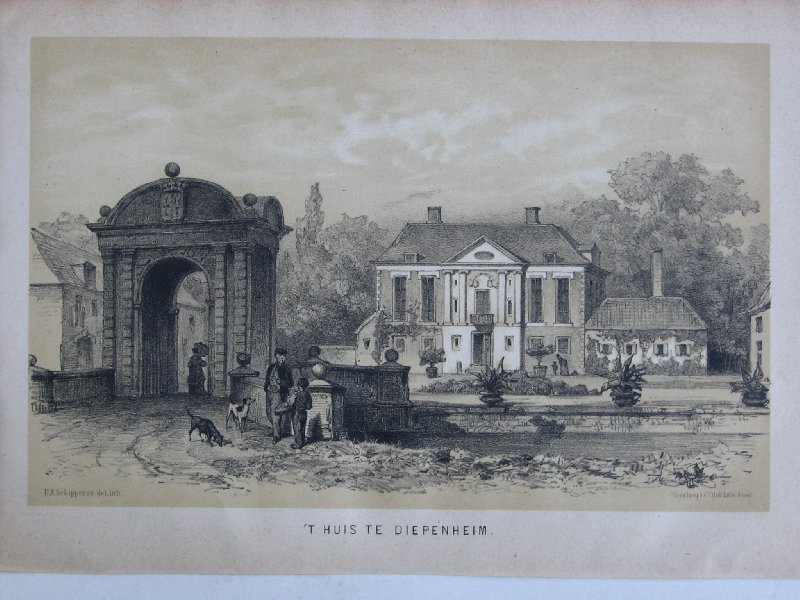 Lithografie - t Huis te Diepenheim