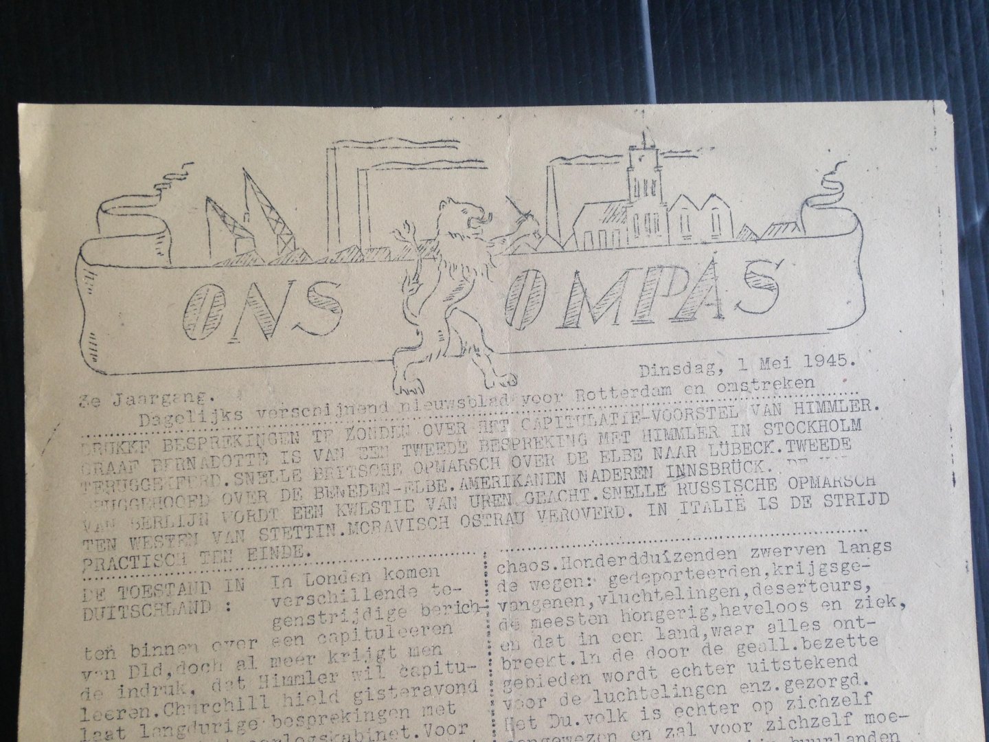 Oorlogskrant/stencil - Ons Kompas voor Rotterdam en Omstreken