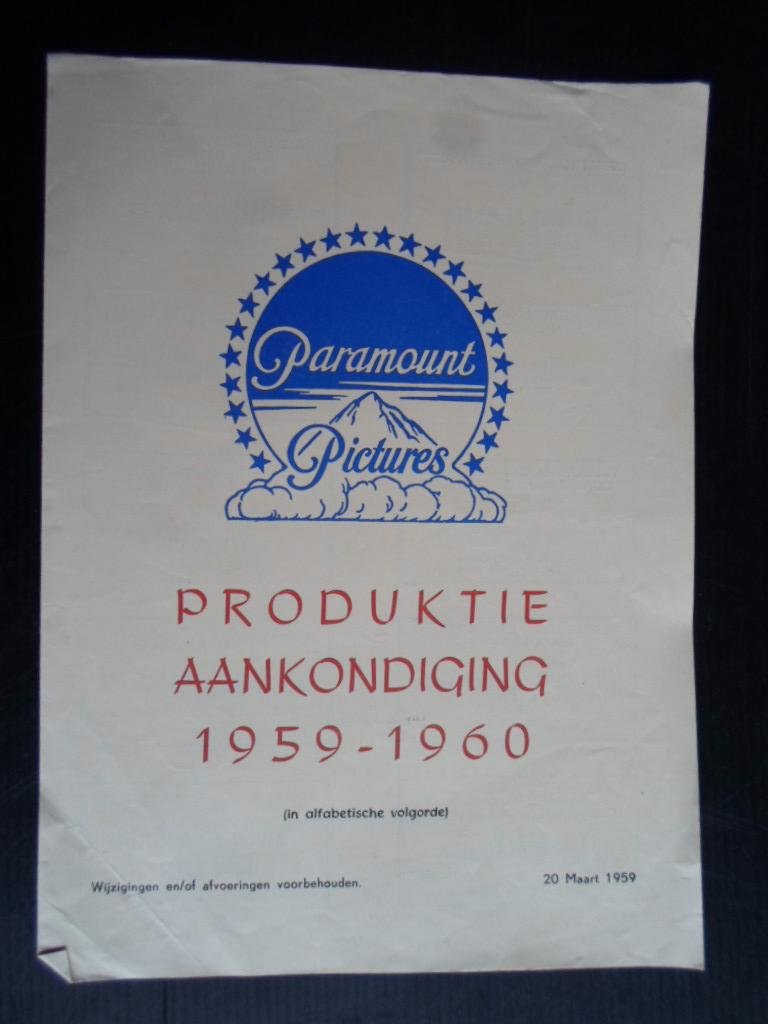  - Paramount Pictures Produktie Aankondiging 1959-1960