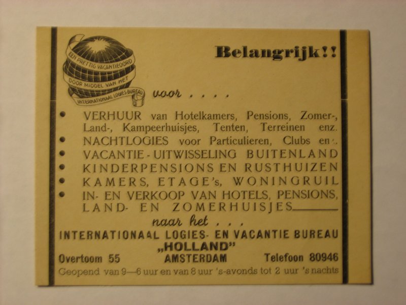  - Logies-en Vacantie Bureau Holland te Amsterdam