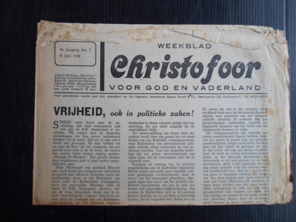 Oude krant - Christofoor, Onafhankelijk Katholiek Weekblad