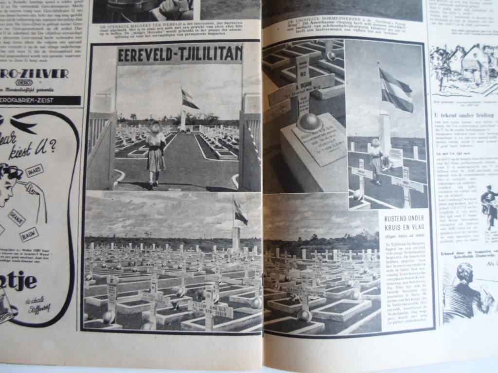 Indie Artikel - Eereveld Tjililitan, 1pp, Artikel Het geheimzinnige eiland, Pater H. Geurtjens over Nieuw Guinea, 4pp