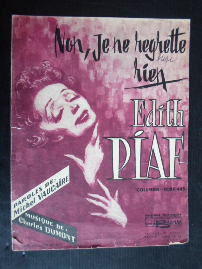Piaf, Edith - Folder Non, Je ne regrette rien, bladmuziek