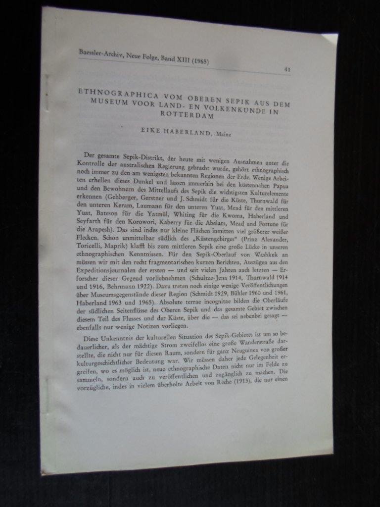 Haberland, Eike - Ethnographica vom oberen Sepik aus dem Museum voor Land-en Volkenkunde in Rotterdam