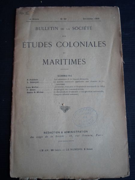  - Bulletin de la Societe des Etudes Coloniales et Maritimes