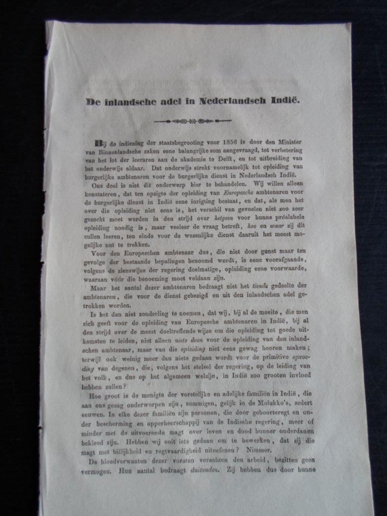 Tijdschrift Nederlandsch Indie - Artikel De Inlandsche Adel in Nederlandsch Indie