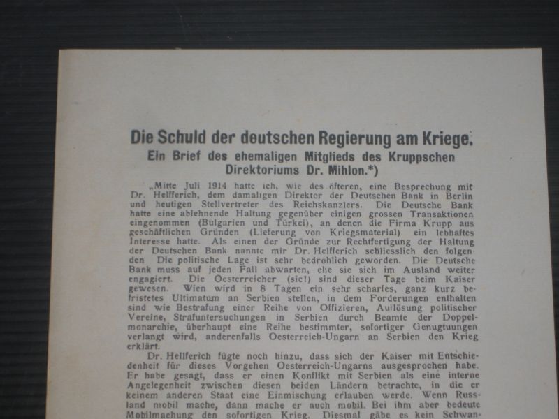  - Die Schuld der deutschen Regierung am Kriege