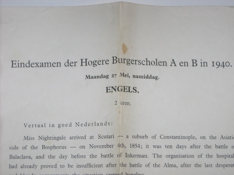  - Eindexamen Engels der Hogere Burgerscholen A en B in 1940