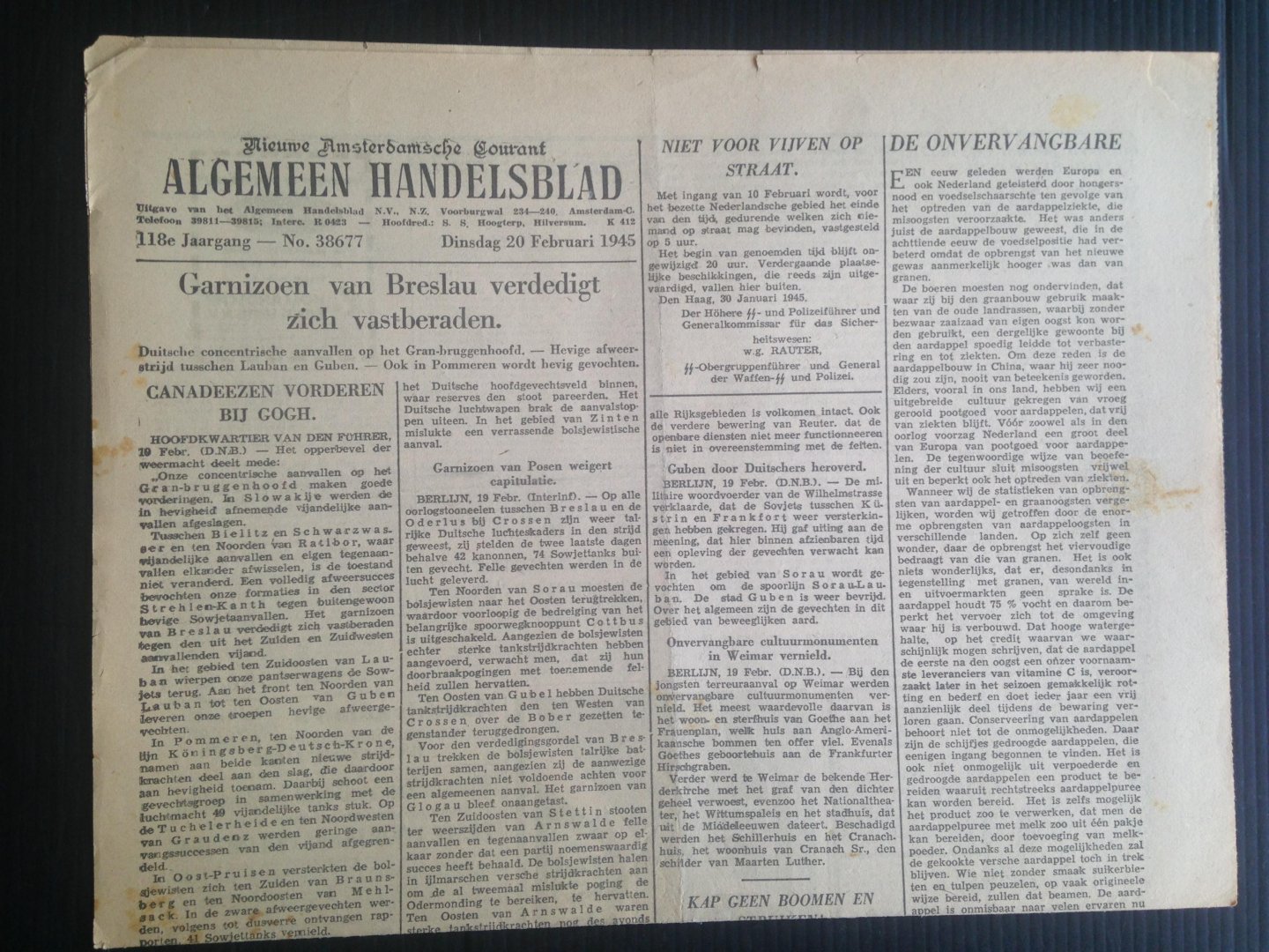 Oorlogskrant - Algemeen Handelsblad, Nieuwe Amsterdamsche Courant