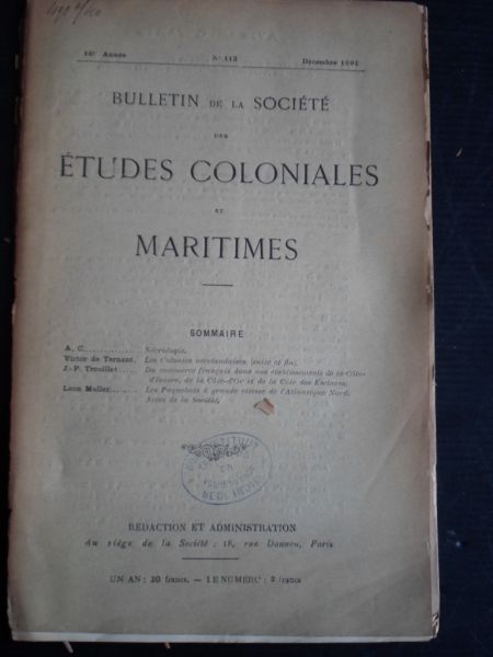  - Bulletin de la Societe des Etudes Coloniales et Maritimes