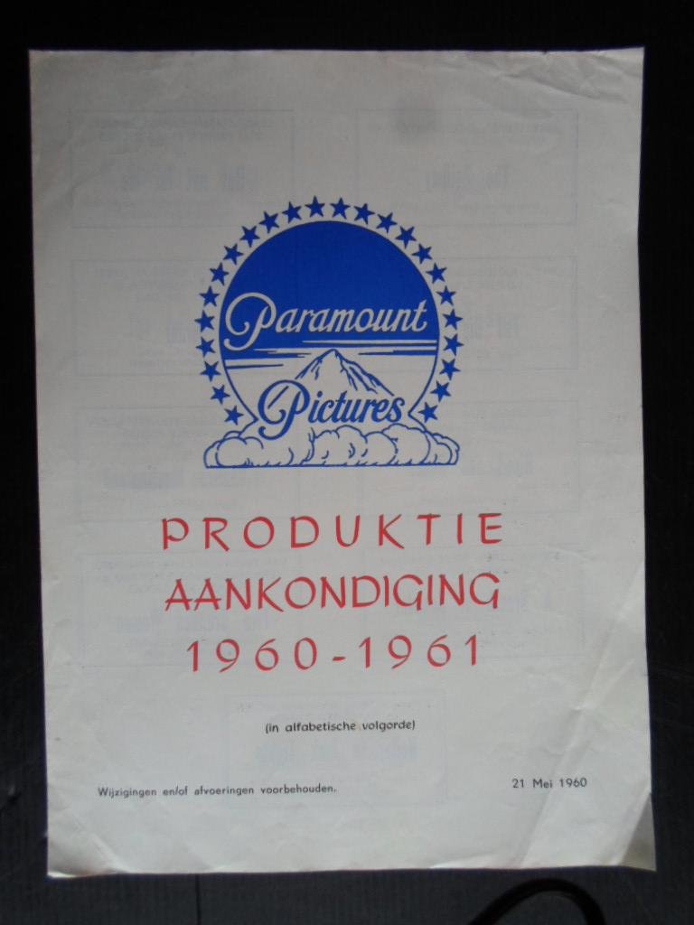  - Paramount Pictures Produktie Aankondiging 1960-1961