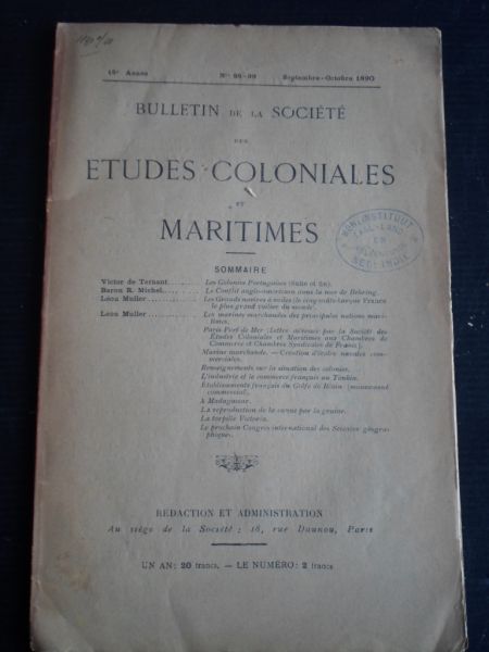  - Bulletin de la Societe des Etudes Coloniales et Maritimes