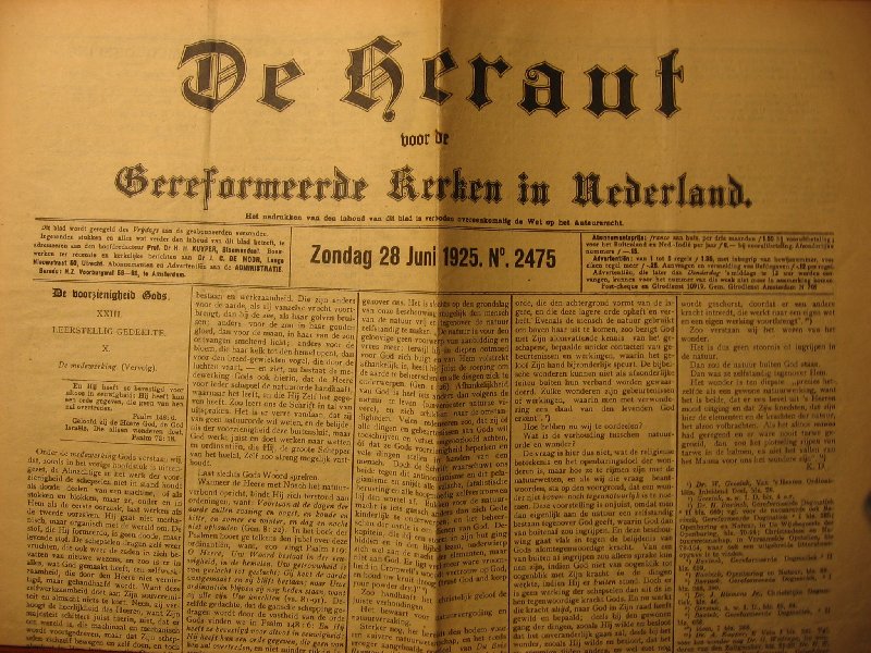  - Oude krant De Heraut, voor de Gereformeerde kerken in Nederland
