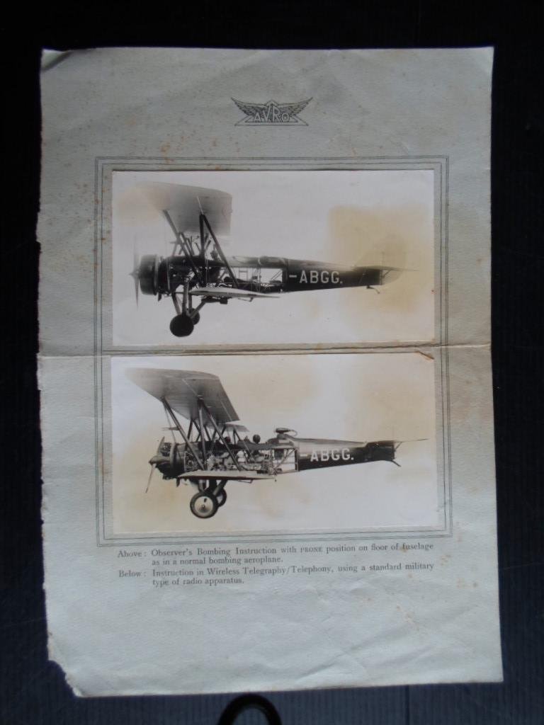  - Page with two original pictures of AVRO 626, G-ABGG