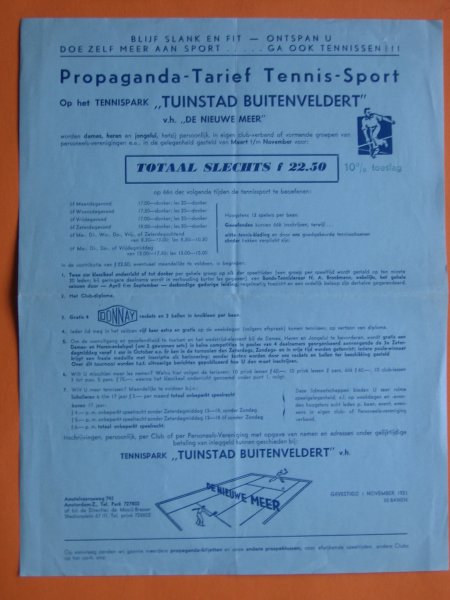 Folder - Tennispark Tuinstad Buitenveldert, Amsterdam