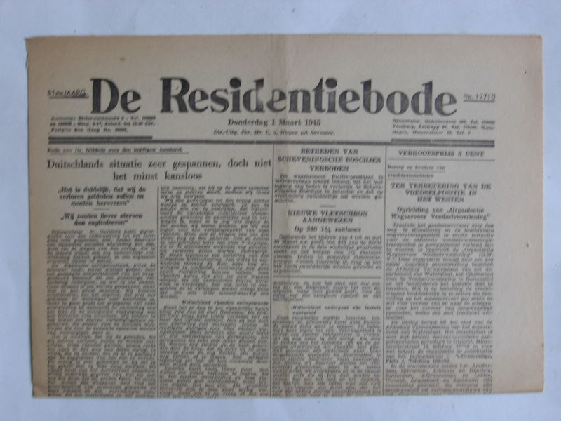 Oorlogskrant - De Residentiebode, Den Haag
