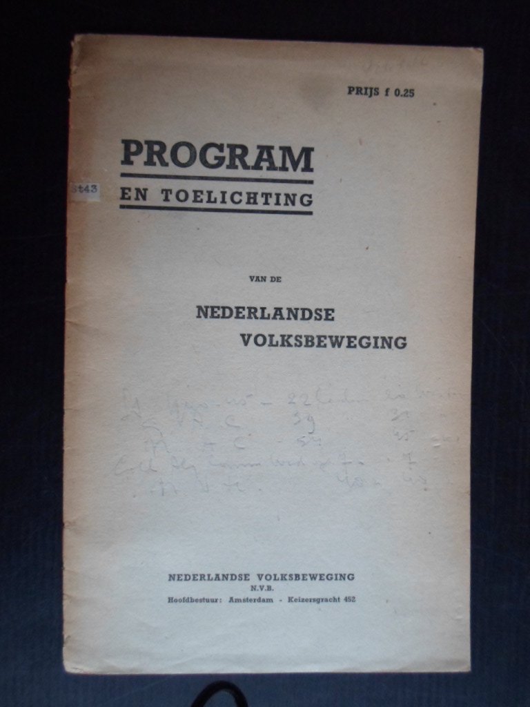  - Program en toelichting van de Nederlandse Volks Beweging