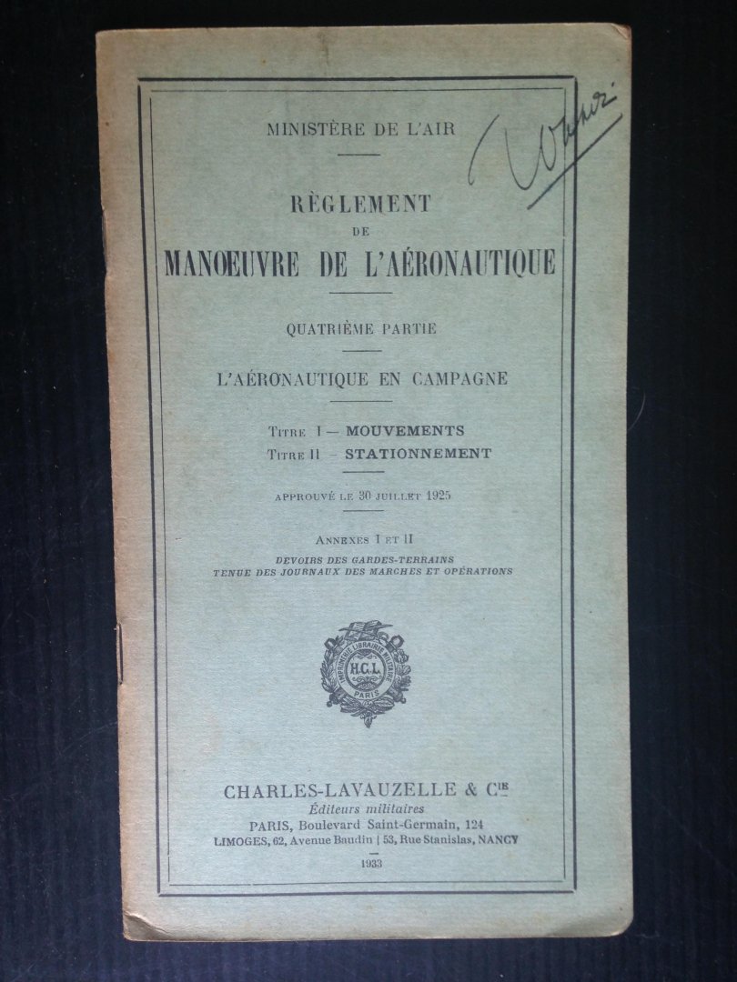  - Reglement de Manoevre de l?Aeronautique, quatrieme  partie, l?Aeronatique en campagne