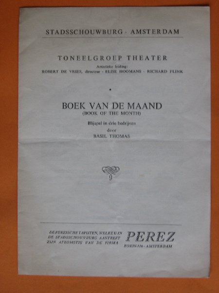 Folder - Programma 'Boek van de Maand' Toneelgroep Theater