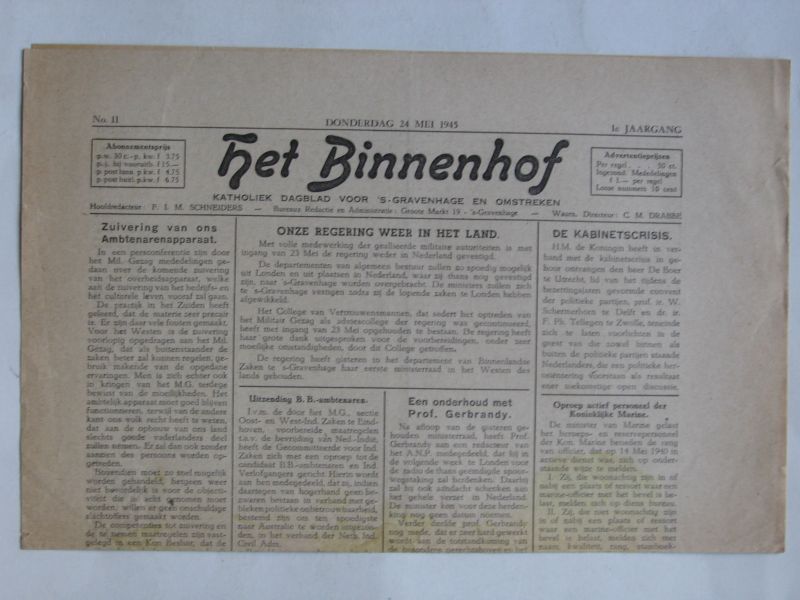 Oorlogskrant - Het Binnenhof, katholiek dagblad voor 's-Gravenhage