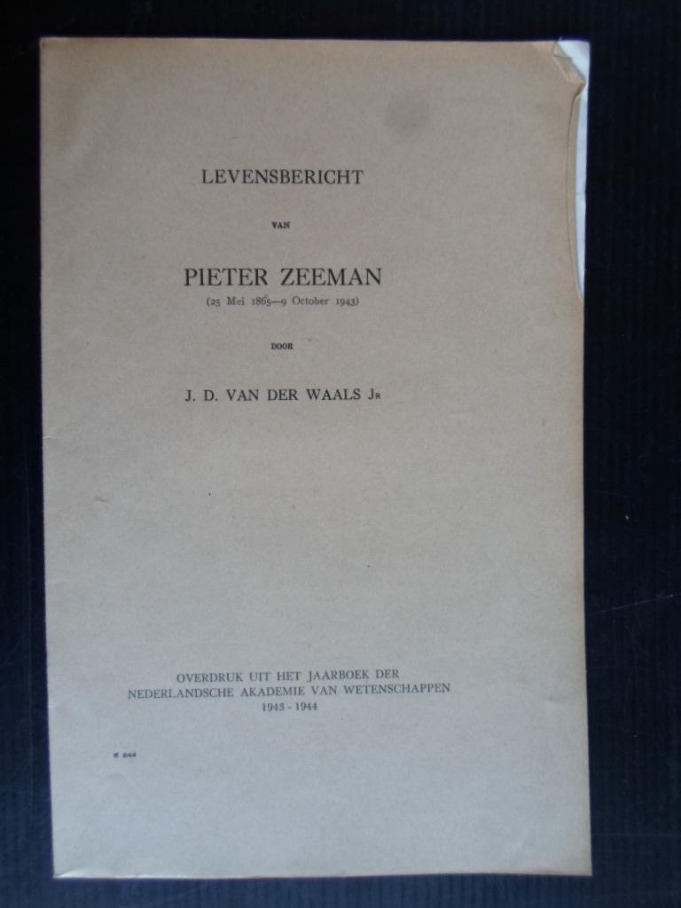 Waals Jr, J.D.van der - Levensbericht van Pieter Zeeman [1865-1943]