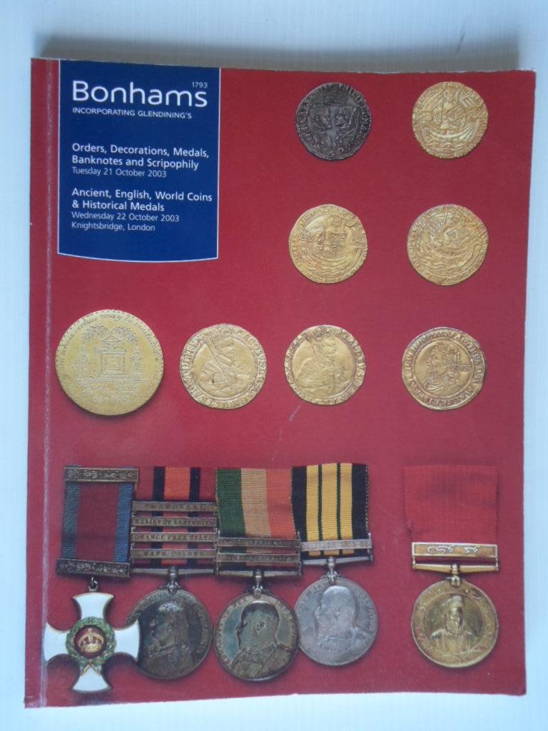 Catalogus Bonhams - Orders, Decorations, Medals Banknotes and Scrpophily, Ancient, English, World Cpoins & Historical Medals