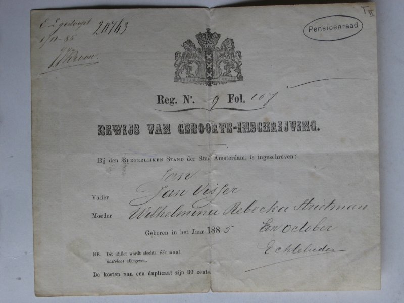  - Bewijs van Geboorte-Inschrijving