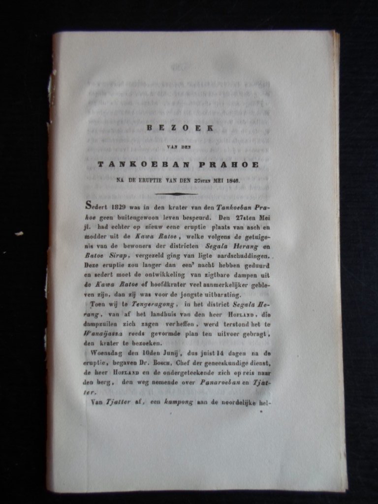 Tijdschrift Nederlandsch Indie - Artikel Bezoek van den Tankoeban Prahoe na de eruptie van den 27sten mei 1846
