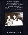 CHRISTIE'S - Poetical Manuscripts and Autograph Letters by Boris Leonidovich Pasternak from the Archive of Ol'ga Vsevolodovna Ivinskaia