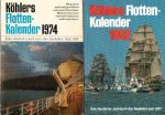Prager, Hans George / Thomer, Egbert (redactie resp. 1974 en 1992) - Köhlers Flotten-Kalender 1974 und 1992 (Das deutsche Jahrbuch der Seefahrt seit 1901)
