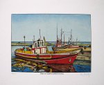 MORITZ, Klaus - Hafen von Fuseta  Algarve  Portugal. Original coloured lithograph.