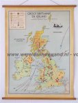 Bakker, W. en Rusch, H. - Schoolkaart / wandkaart van Groot-Brittannië en Ierland