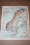  - Oude kaart - Noorwegen en Zweden - circa 1905