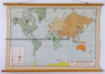 Bakker, W. en Rusch, H. - Schoolkaart / wandkaart van De werelddelen