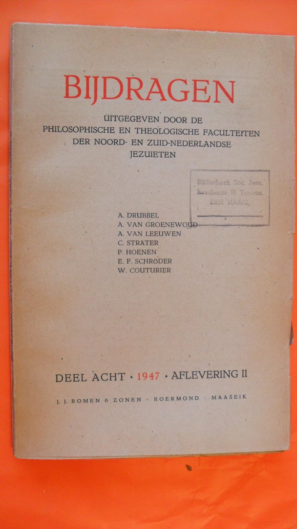 Drubbel/ Schroder/ Couturier e.a. - Bijdragen van de Philosophische en Theologische faculteiten der Nederlandsche Jezuieten