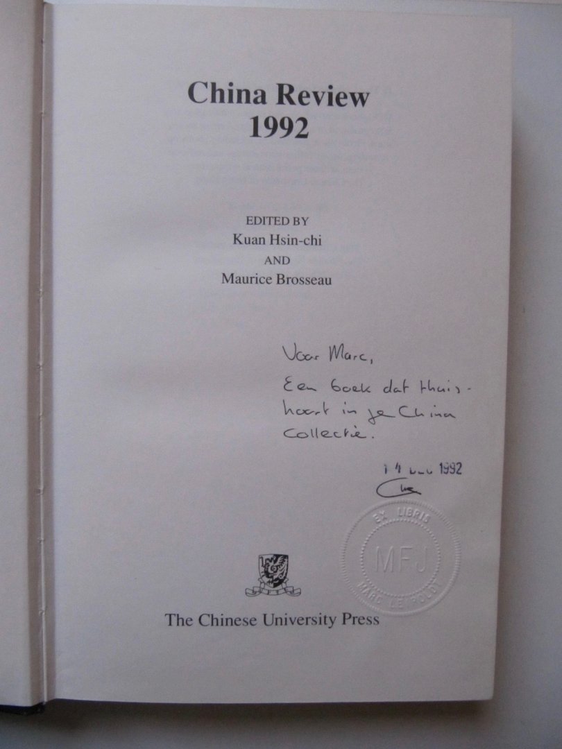 Kuan Hsin-chi and Maurice Brosseau - China Review (1991) -en China Review 1992