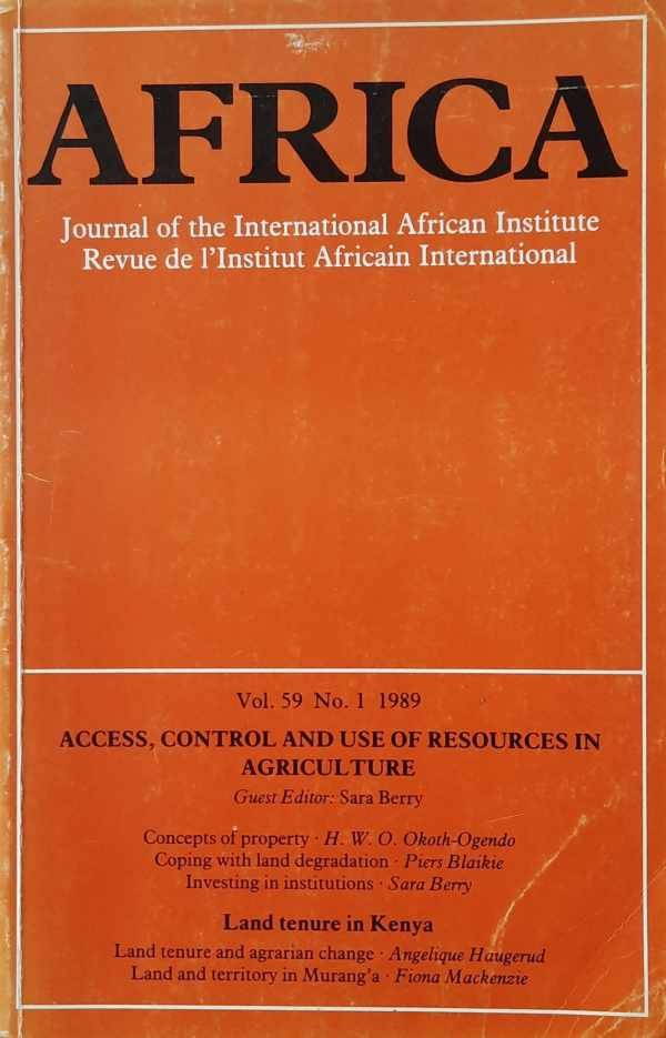BERRY Sara, a.o. - Access, control and use of resources in agriculture; Concepts of property; Land tenure in Kenya