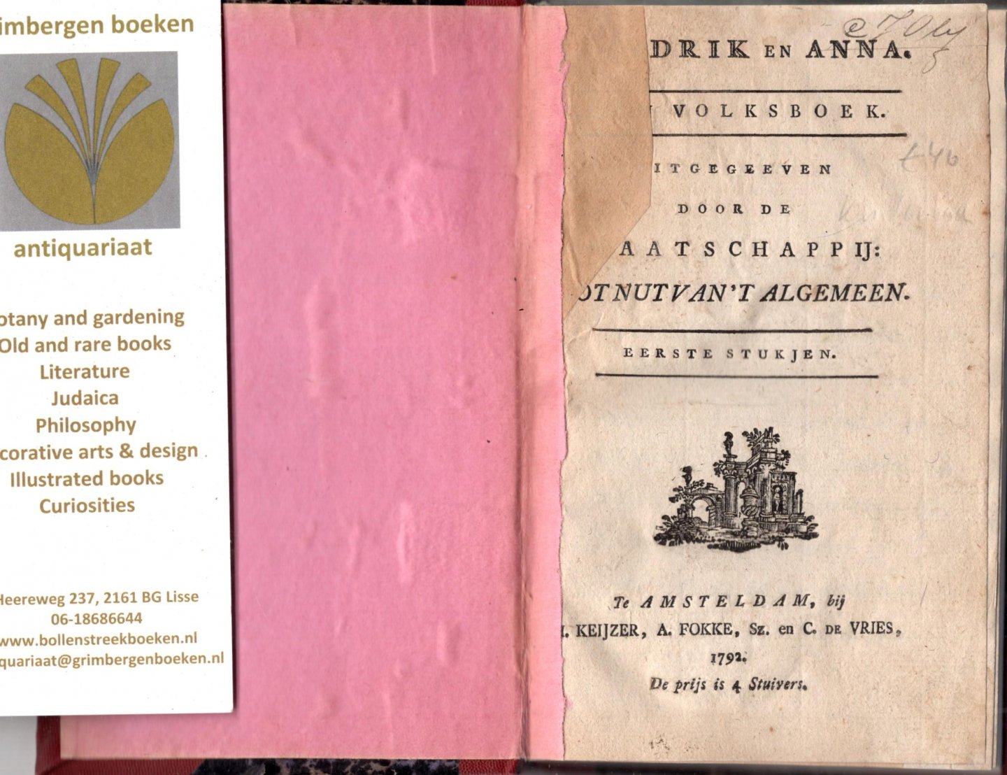 Hartman, P. - Hendrik en Anna : Een volksboek.  Uitgegeeven door de Maatschappij: Tot nut van 't algemeen