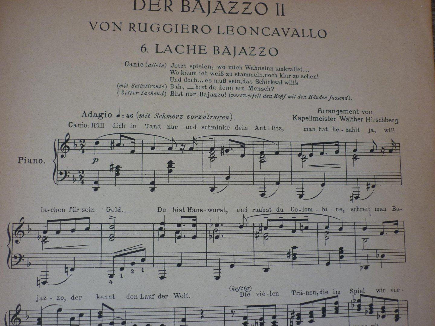 Leoncavallo - DER BAJAZZO - deel II; Musik für Alle Nr. 176; (Originele partituur uit 1893)