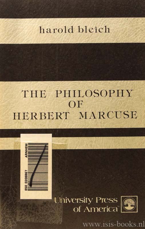 MARCUSE, H., BLEICH, H. - The philosophy of Herbert Marcuse.