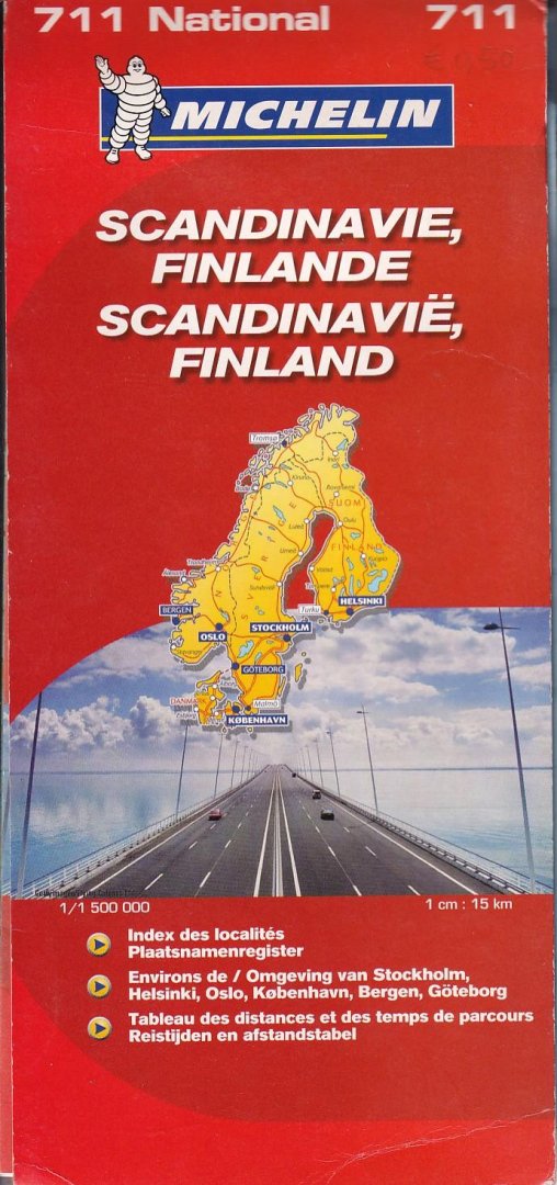 niet vermeld - Michelin toeristenkaart 711 Scandinavië, Finland 1:500.000