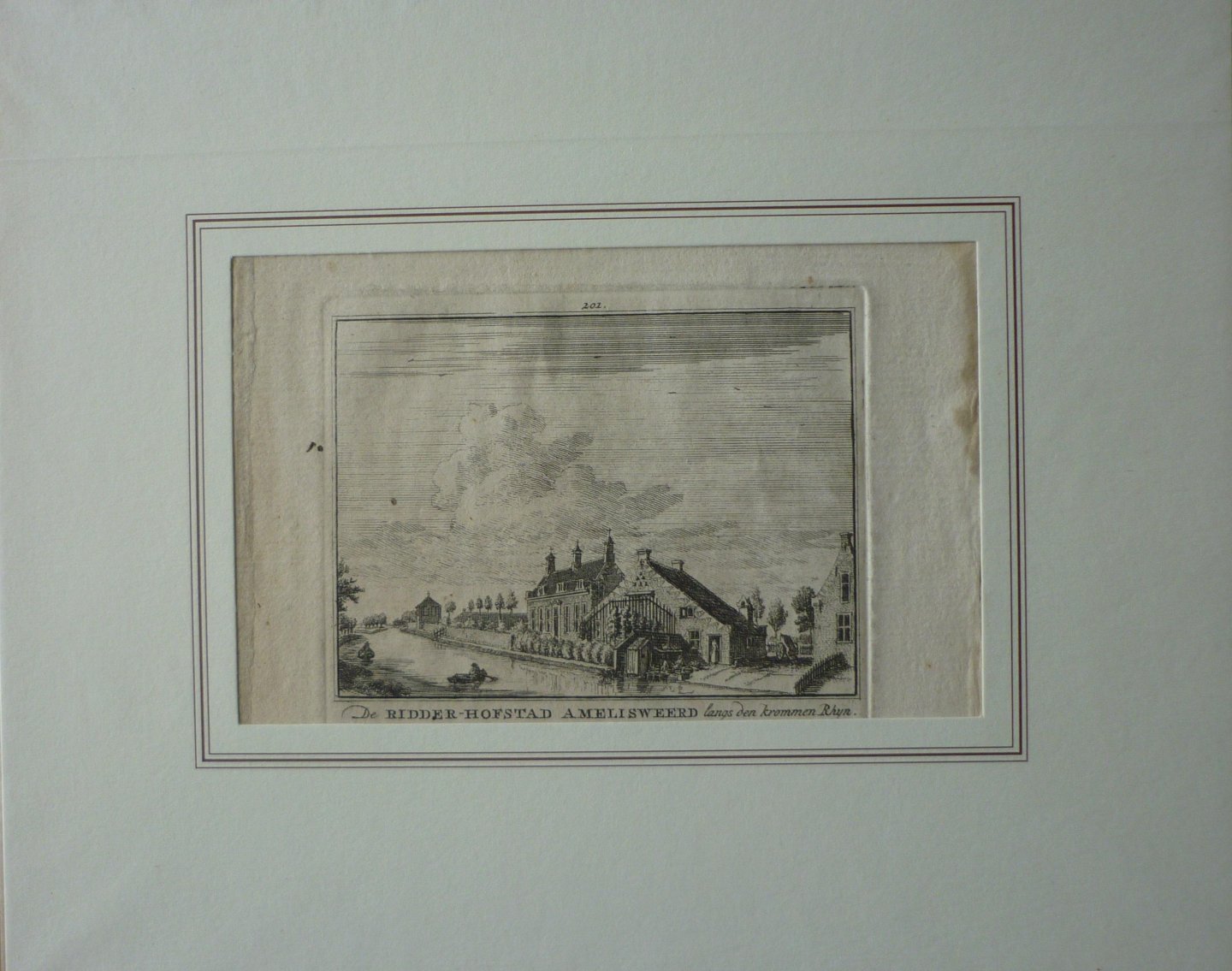 Spilman, Hendrik - De Ridder-Hofstad Amelisweerd langs den krommen Rhyn. Originele kopergravure