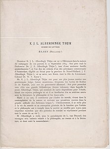 [DEYSSEL, Lodewijk van] - K.J.L. Alberdingk Thijm. Homme de Lettres. Baarn (Hollande).