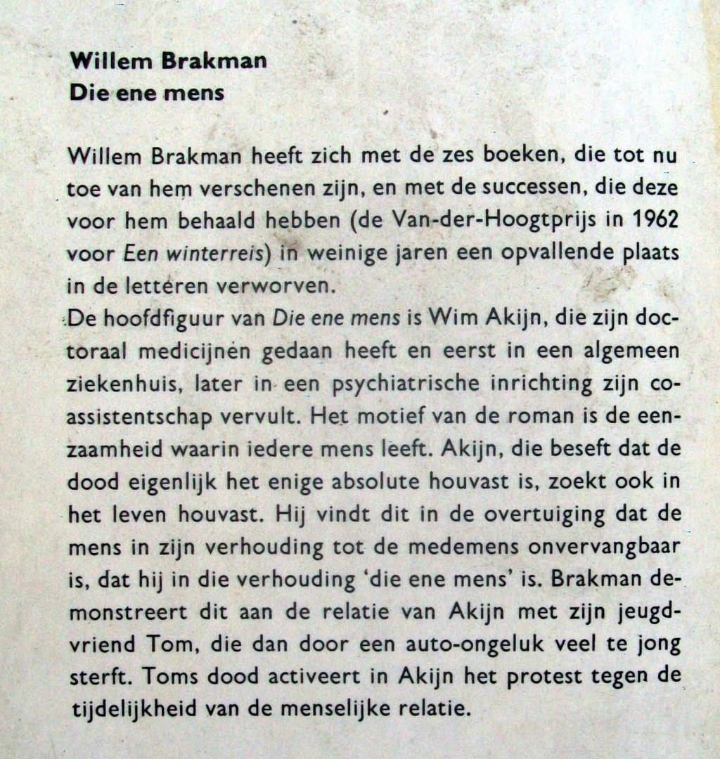 Brakman, Willem - Die ene mens (Ex.1)