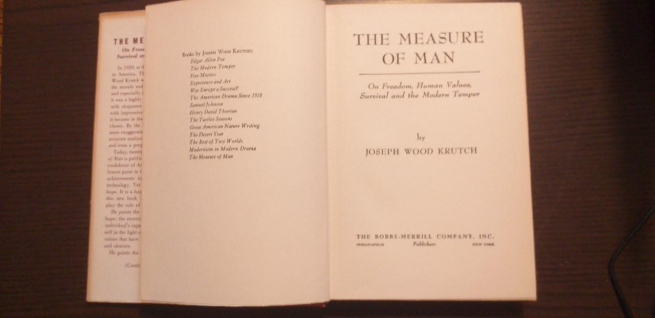 Krutch, Joseph Wood - The measure of man
