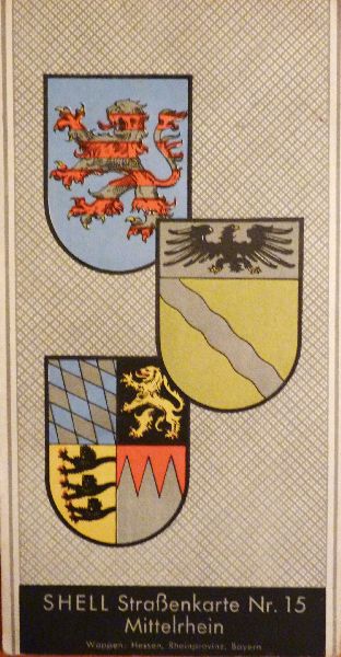 Wegenkaart antiek Dertiger Jaren Nazi Duitsland - Shell Straßenkarte nr. 15 - Mittelrhein