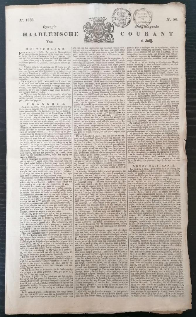 Anoniem - Opregte Haarlemsche Courant No. 80 - 6 juli 1830