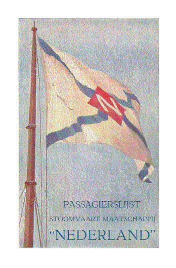 Gezagvooerder  G. Botje  e.a. - Passagierslijst Stoomvaart-mij  N E D E R L A N D  1923